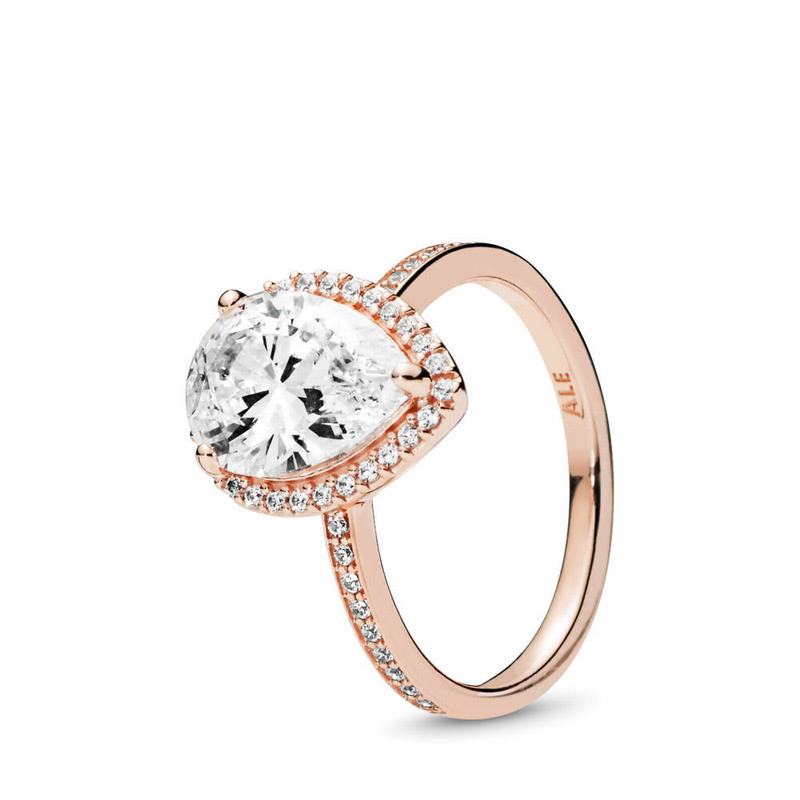 Pandora Rose™radiant Teardrop Statement Ring Ireland - Pandora Rose/Cubic Zirconia - 385720DLK